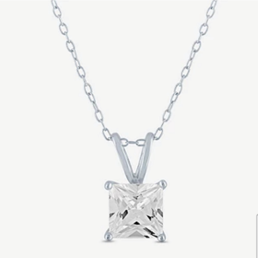 White Sapphire Sterling Silver Heart Pendant Necklace